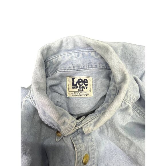 90s LEE Cleveland Indians Denim Long Sleeve Shirt Sz Medium MLB - Picture 6 of 7